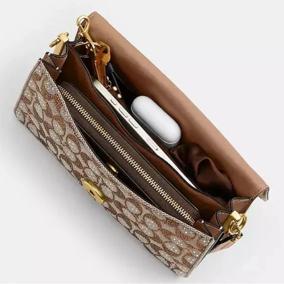 Coach Tabby 26 Medium Crystal Signature Jacquard Shoulder Bag Crossbody - Picture 3 of 16